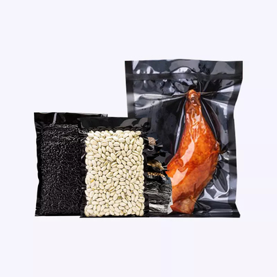 Bolsa de empaquetamiento al vacío de Clear Black del vacío 3 del sello de los bolsos de la bolsita lateral de encargo de la comida congelada