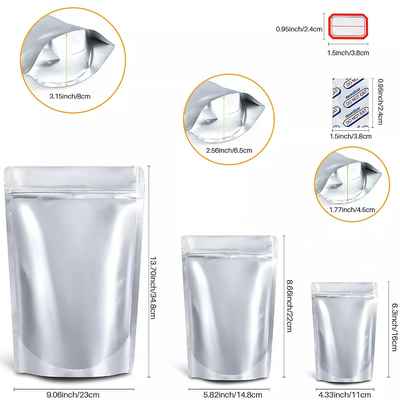 Ziplockk que se puede volver a sellar personalizado Levántese las bolsas de Mylar con absorbentes de oxígeno