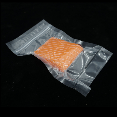 Sello de vacío transparente grabado en relieve precortado del bolso de la cremallera para el almacenamiento del VAC de la comida