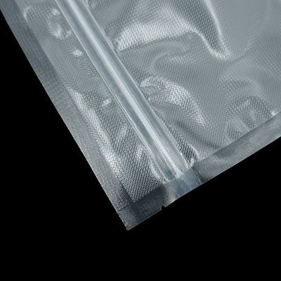 Sello de vacío transparente grabado en relieve precortado del bolso de la cremallera para el almacenamiento del VAC de la comida