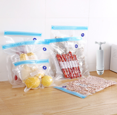 La cremallera de vacío de nylon empaqueta el acondicionamiento de los alimentos con la cremallera de doble capa que se puede volver a cerrar
