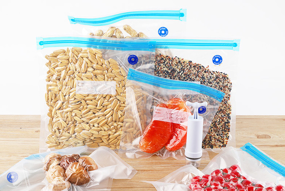 La cremallera de vacío de nylon empaqueta el acondicionamiento de los alimentos con la cremallera de doble capa que se puede volver a cerrar