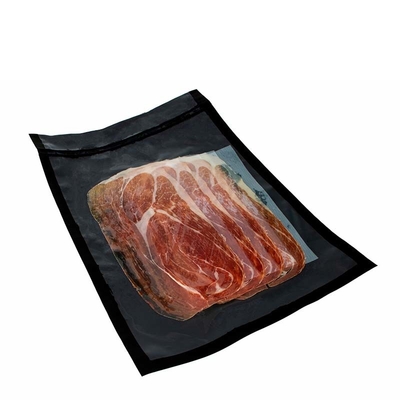 CE plástico grabado en relieve de los bolsos del sello de vacío de Black&amp; Clear de la categoría alimenticia para el almacenamiento de la carne