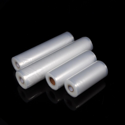 Rollos de bolsas de ahorro de alimentos de nailon de plástico transparente al vacío con sellado térmico