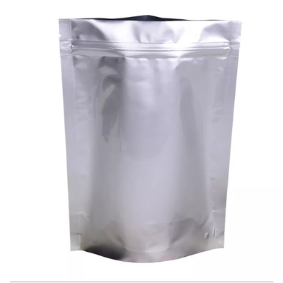 Bolsas con cierre de cremallera de lámina metálica resellable Mylar para guardar alimentos en papel de aluminio plateado