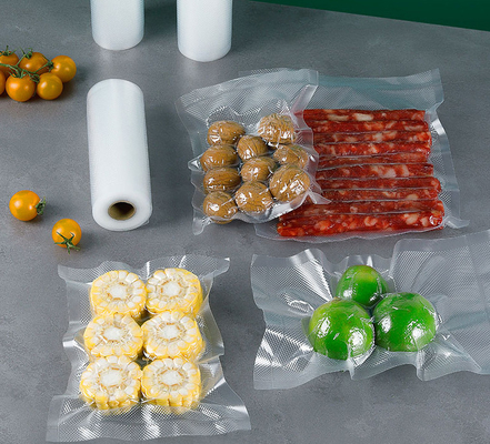 Rollos protectores de vacío con textura de película estirable Bolsas de plástico para ahorro de alimentos