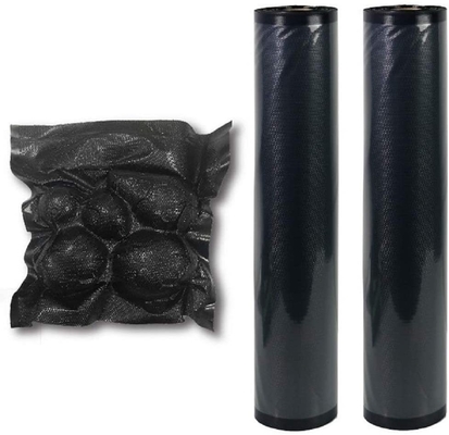 Rollos grabados en relieve de empaquetado de encargo del bolso del sello de vacío del sellado caliente del negro de la categoría alimenticia