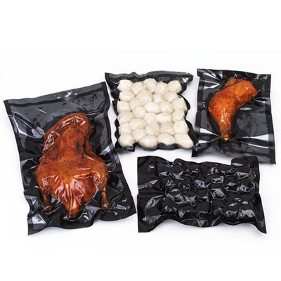 Rollos grabados en relieve de empaquetado de encargo del bolso del sello de vacío del sellado caliente del negro de la categoría alimenticia